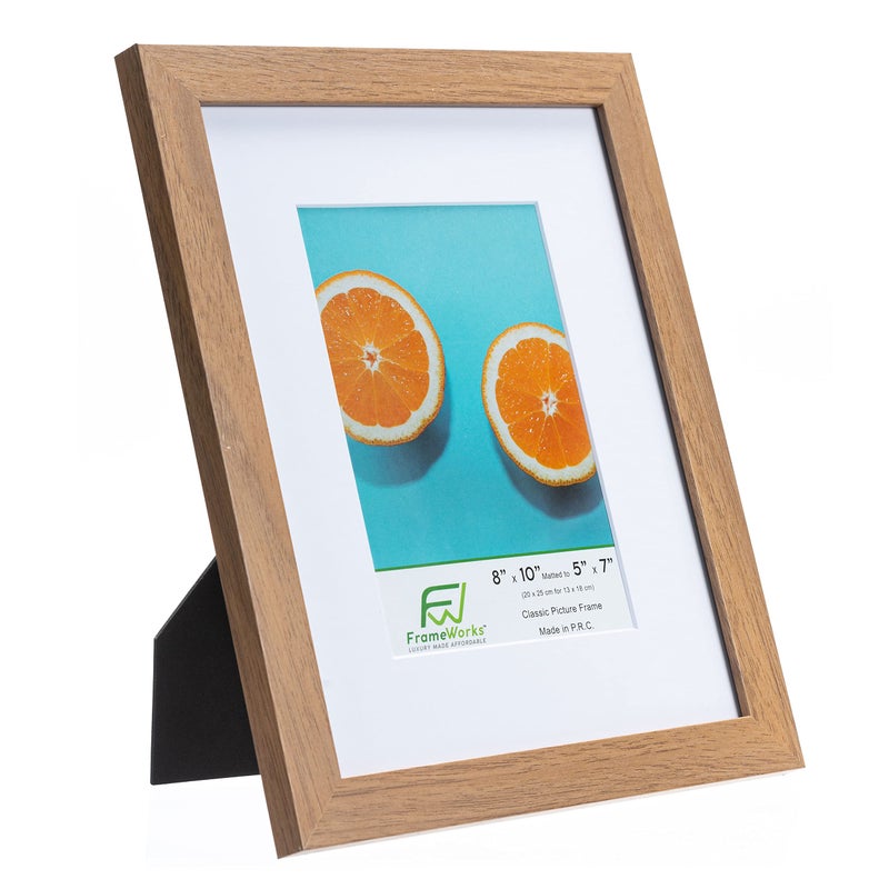 FrameWorks 2-Pack، 8x10 إطار صورة غير لامع إلى 5x7، البلوط الذهبي - إطار صورة كلاسيكي مع زجاج مقسى، إطار صورة بحواف نظيفة، إطار ملصق بلمسة نهائية بيضاء غير لامعة، إطار شهادة - Image 2